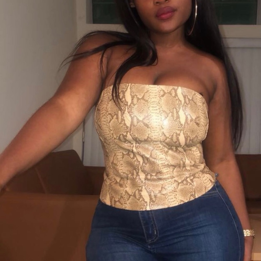brown snakeskin zabari bustier top